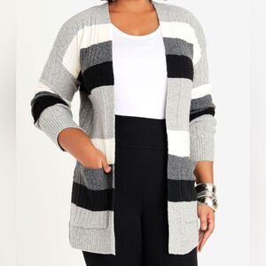 Jolie & Joy Striped Ribbed Knit Cardigan
